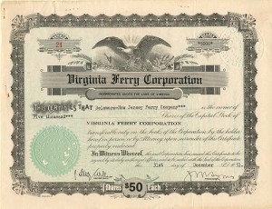 Virginia Ferry Corporation - Stock Certificate